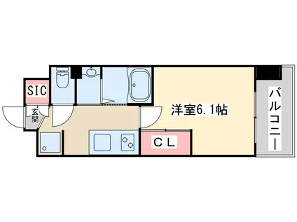 ラグゼ新大阪西(1K/8階)の間取り写真