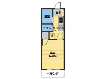ビューハイツ桜田(1K/4階)の間取り写真