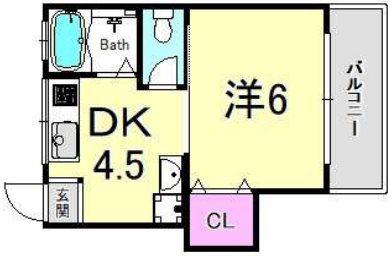ビタミンテラス神仙寺(1DK/2階)の間取り写真