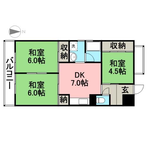 小崎ビル(3DK/5階)の間取り写真