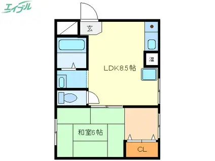 ウイングルートII(1DK/4階)の間取り写真