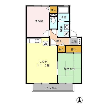 グランシャリオ(2LDK/2階)の間取り写真