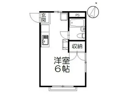 サンコート浜竹(ワンルーム/2階)の間取り写真