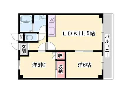 ジュネス Y(2LDK/1階)の間取り写真