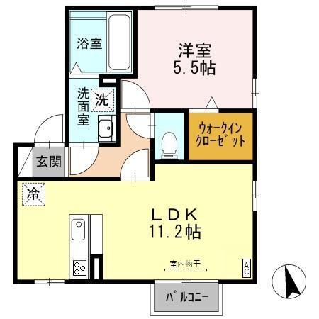 アサケラソス(1LDK/2階)の間取り写真