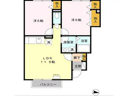 ペイシェント(2LDK/1階)の間取り写真