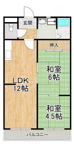 レナジア深井(2LDK/2階)の間取り写真