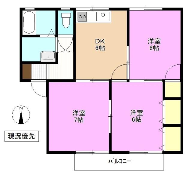 ランズエンド(3DK/2階)の間取り写真