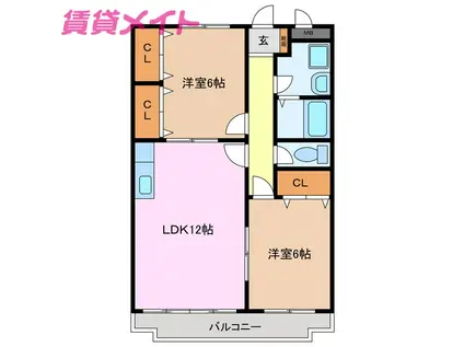 パレスピュアII(2LDK/2階)の間取り写真