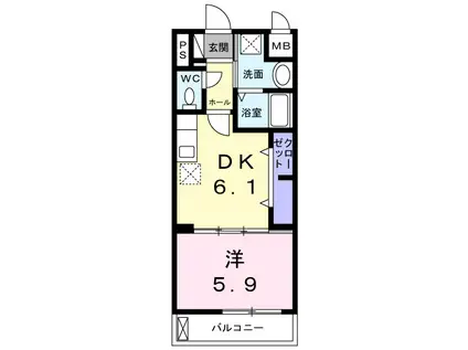 COCO HOUSE(1DK/3階)の間取り写真