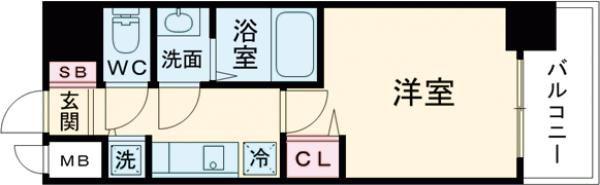 プレサンス新神戸駅前(1K/7階)の間取り写真