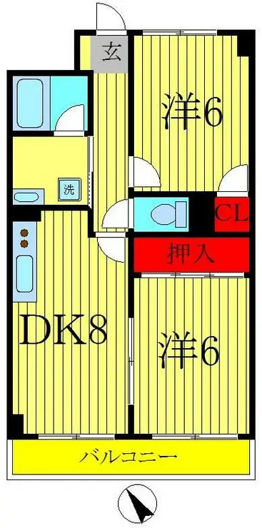 アルデール三郷 B棟 8階階 間取り