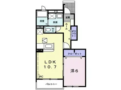 養老鉄道養老線 広神戸駅 徒歩6分 2階建 築18年(1LDK/1階)の間取り写真
