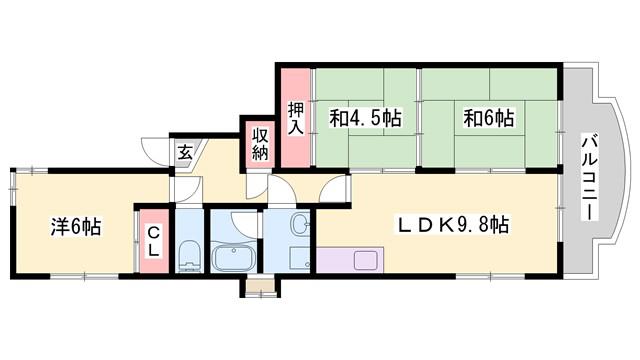 パサージュ日山(3LDK/1階)の間取り写真