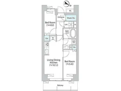 パークアクシス千歳船橋(2LDK/4階)の間取り写真