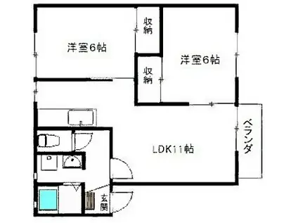 フレグランス別所(2LDK/2階)の間取り写真
