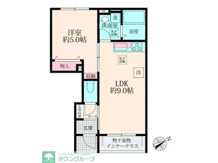 クレール カルム(1LDK/1階)の間取り写真