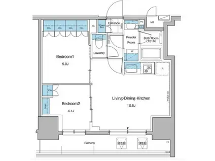 LEFOND PROGRES秋葉原マークス(2LDK/13階)の間取り写真