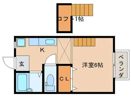 フローレス(1K/2階)の間取り写真