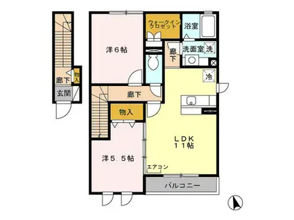 フォレステージA棟(2LDK/2階)の間取り写真