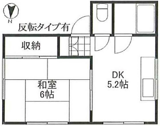 檜野皮ビル(1DK/2階)の間取り写真