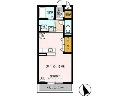 プレミアム B(ワンルーム/2階)の間取り写真