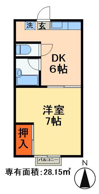 エステートピア寿(1DK/1階)の間取り写真