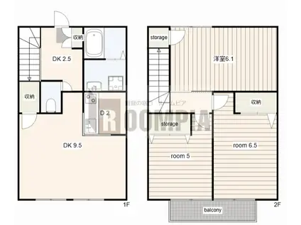 メロディー B(3LDK/1階)の間取り写真