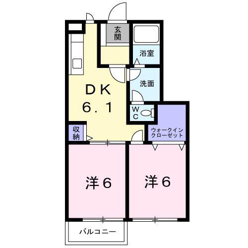 プロスペリティD(2DK/1階)の間取り写真