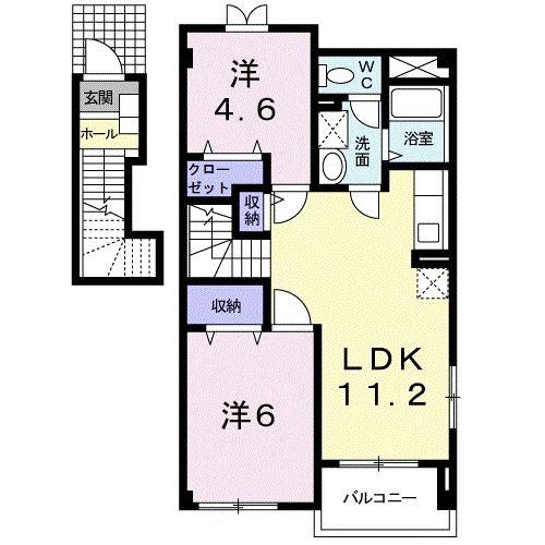 メゾン・クレール(2LDK/2階)の間取り写真