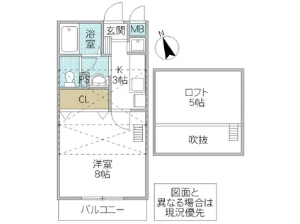 フォーライフヴィラ千波(1K/4階)の間取り写真