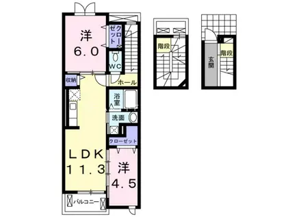 モデッサはる(2LDK/3階)の間取り写真