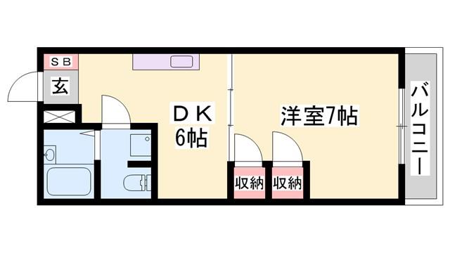 リバーサイド真砂(1DK/5階)の間取り写真