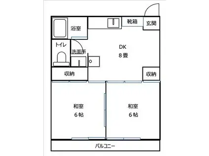 春のつぼみとなごみメゾン(2DK/2階)の間取り写真
