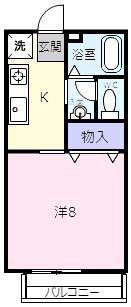 ボナール駒(1K/2階)の間取り写真