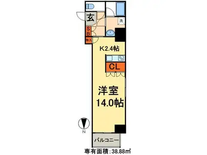 エフシティ亀戸(ワンルーム/4階)の間取り写真