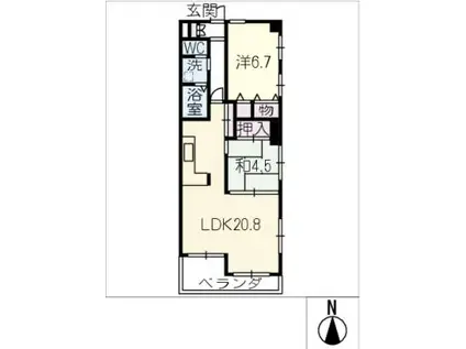 アルス住吉(2LDK/8階)の間取り写真