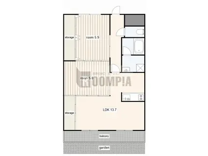 本郷マンション(2LDK/1階)の間取り写真