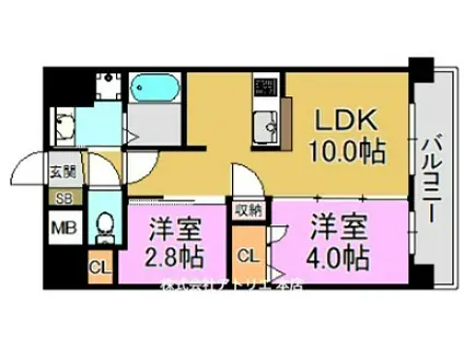 プレサンス長田レジェール(2LDK/2階)の間取り写真