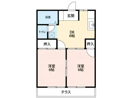 コーポ西浦II(2DK/2階)の間取り写真