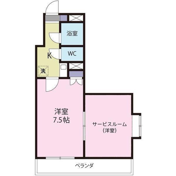 ロイヤルマンション磐田(1K/2階)の間取り写真