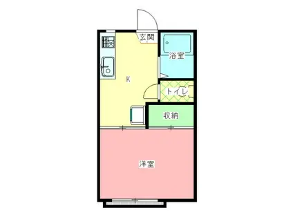 KコーポB棟(1K/2階)の間取り写真