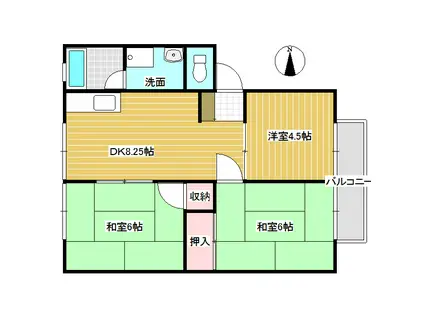 ヒルトップ山極(3DK/2階)の間取り写真
