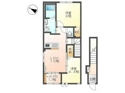 SOLEIL.KAY(2LDK/2階)の間取り写真