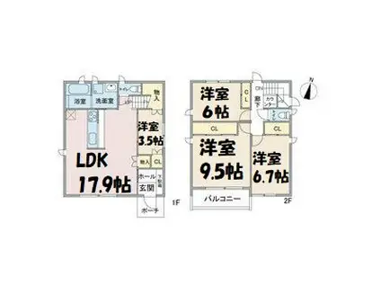 バンクーバー1121勢子坊(4LDK/1階)の間取り写真