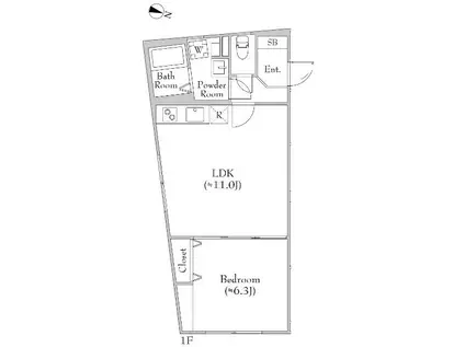 FONS LUCIS IZUMI-定借2年再契約型-(1LDK/1階)の間取り写真