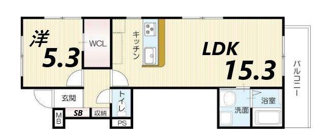 エレアージュ東姫路駅前(1LDK/1階)の間取り写真