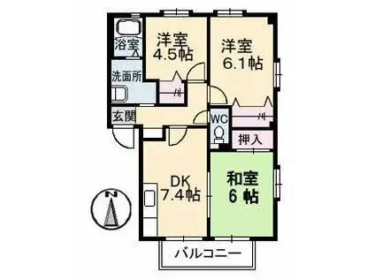 サテライト・AI・II(3DK/2階)の間取り写真