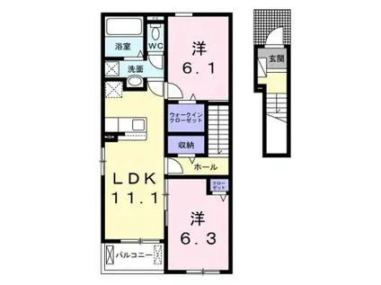 ソレアード・ポールIII(2LDK/2階)の間取り写真