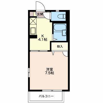ディアス内川(1K/2階)の間取り写真